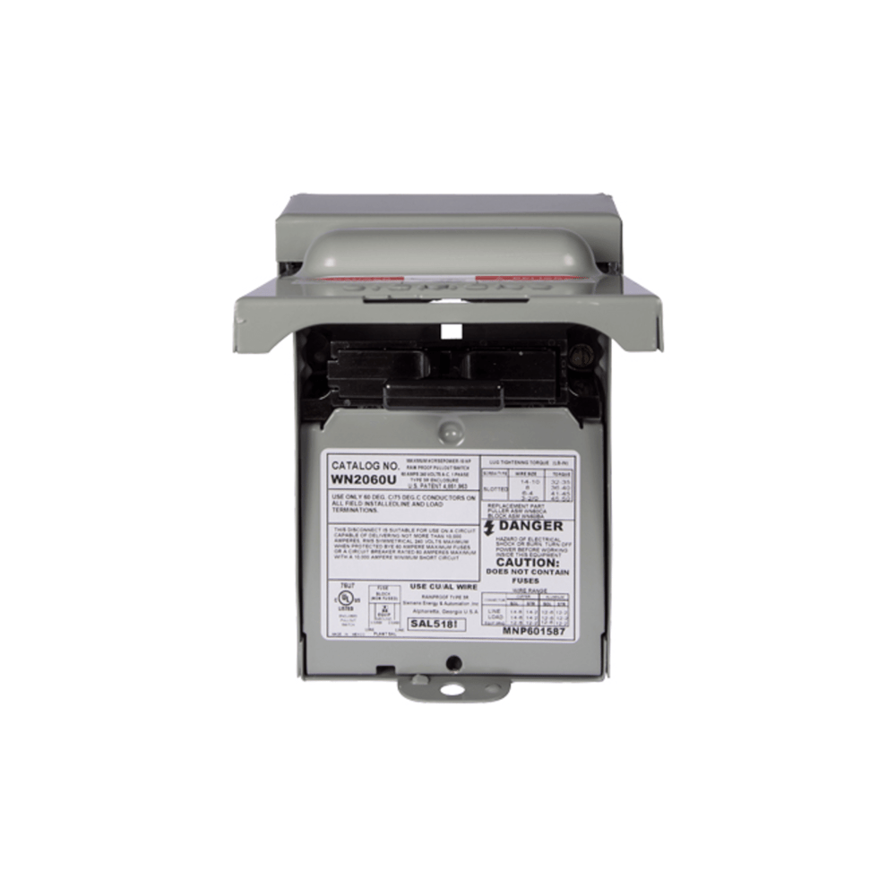 Interruptor de seguridad 2x60Amp. Nema 3R, Sin Portafusible