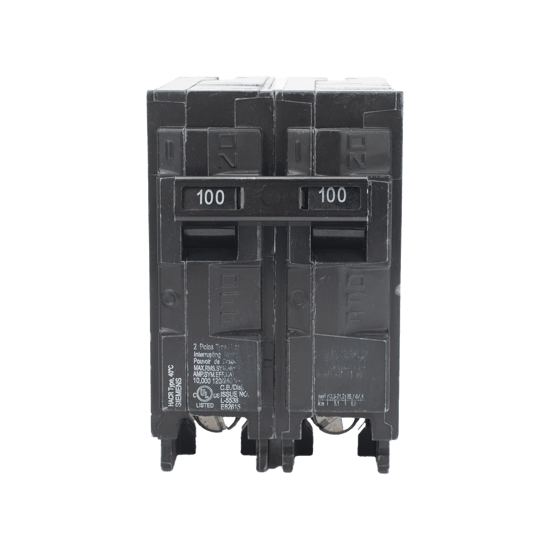 Interruptor automático enchufable tipo QP 2 polos, 100 amp