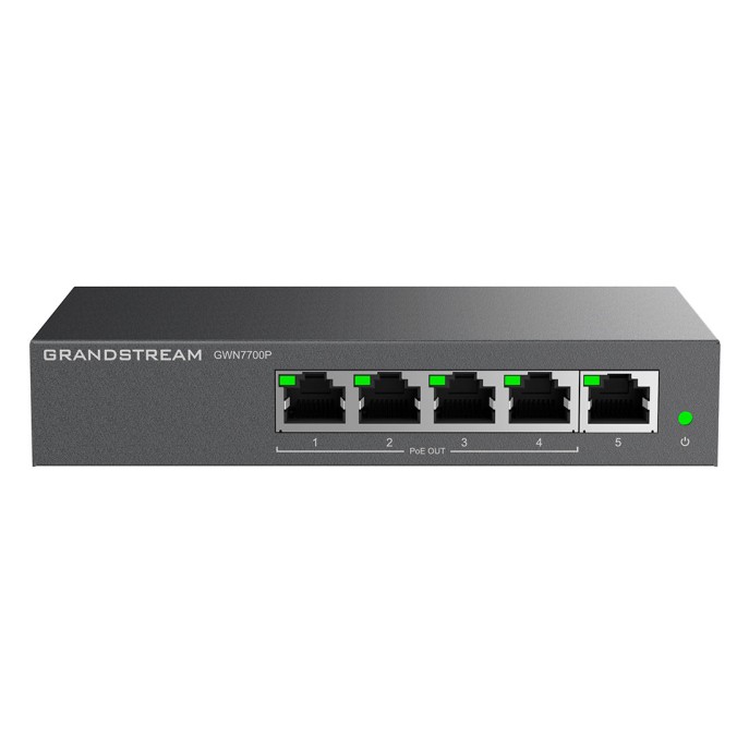 GWN7700P, Switch PoE No Administrable, 5 x GigaEth, 4 Puertos con PoE