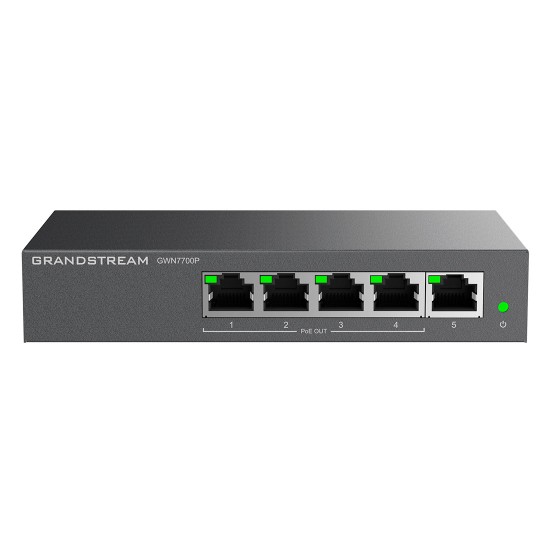 GWN7700P, Switch PoE No Administrable, 5 x GigaEth, 4 Puertos con PoE