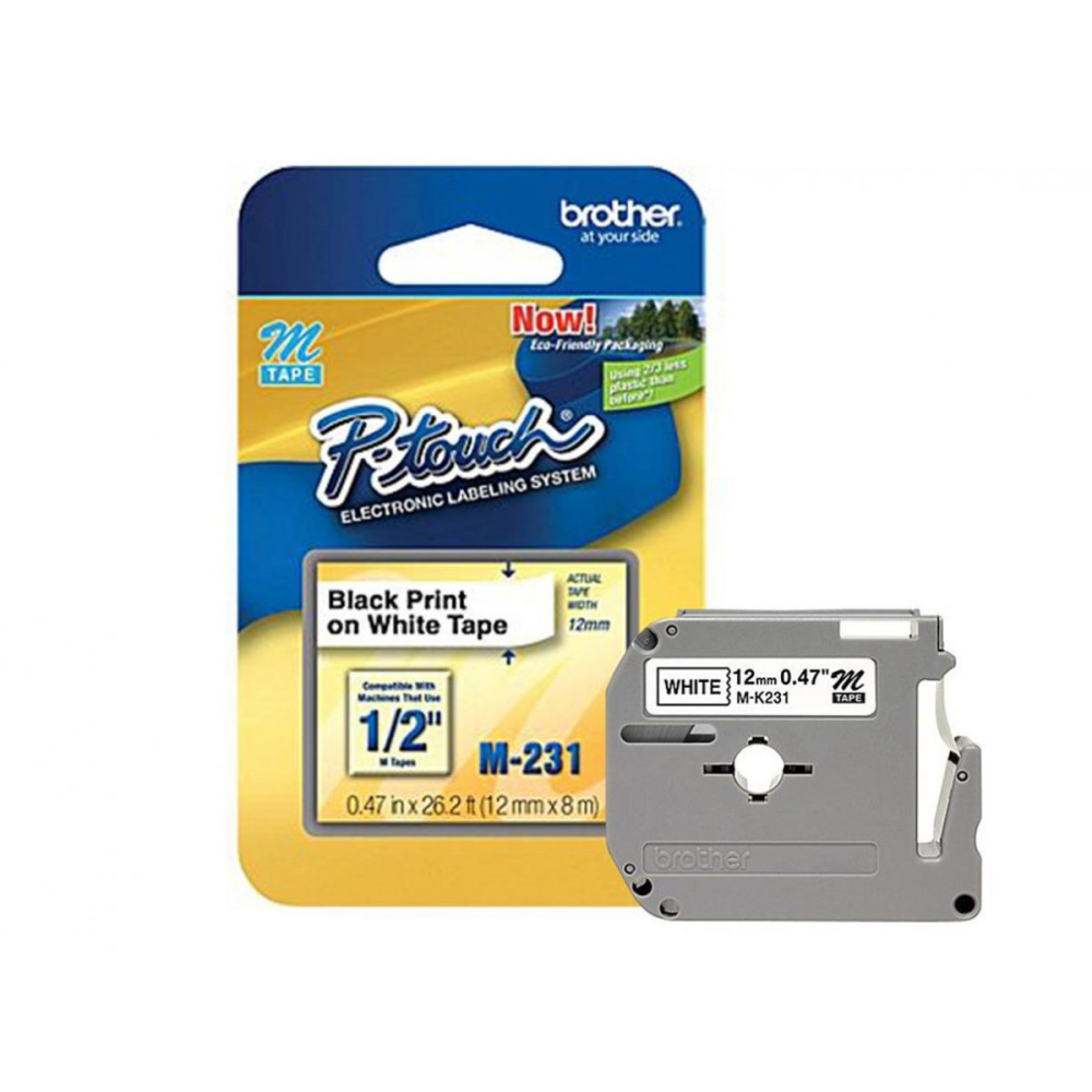 CINTA BROTHER M231 NEGRO/BLANCO 12MM X 8M PT85 100/110