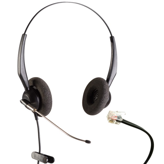 VT3000D-ST-RJ9-03, Diadema Binaural RJ9, Tubo de Voz para Grandstream,