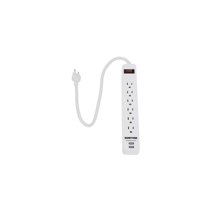 Multicontacto con 6 contactos aterrizados y 2 puertos usb.