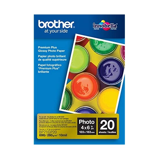 PAPEL FOTO BROTHER BP71GLTR BRILLANTE TAM CARTA 8.5X11" PAQ. 20 HOJAS