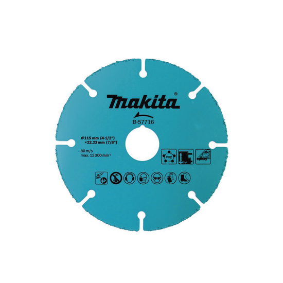 Disco de carburo de tugsteno 4 1/2" multi-material para esmeriladora,