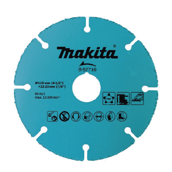 Disco de carburo de tugsteno 4 1/2" multi-material para esmeriladora,