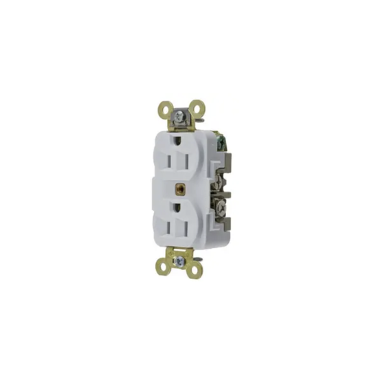 Contacto Dúplex 15 A 125 V 2 Polos, 3 Hilos Color Blanco (Nema 5-15R).