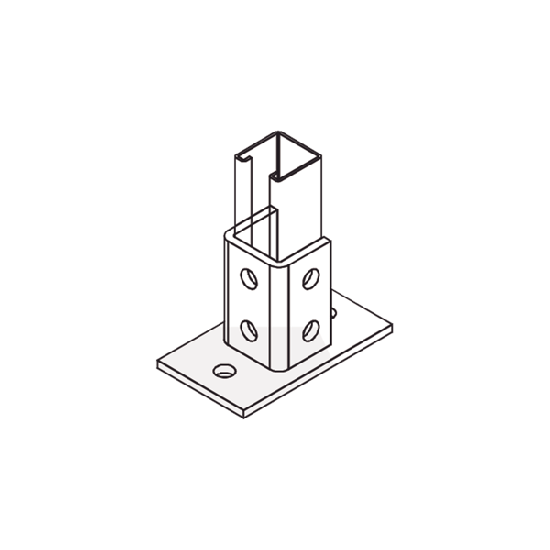 Base Rectangular con 2 perforaciones para Perfil Sencillo.