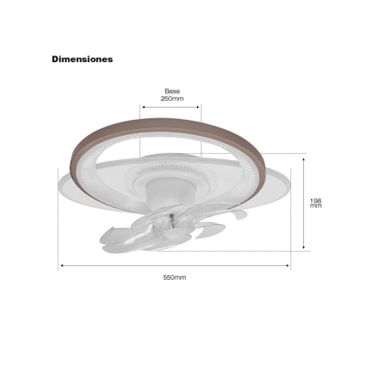 Ventilador de Techo con Luminario LED de 110 V CA 50/60 Hz / 40 W / 3