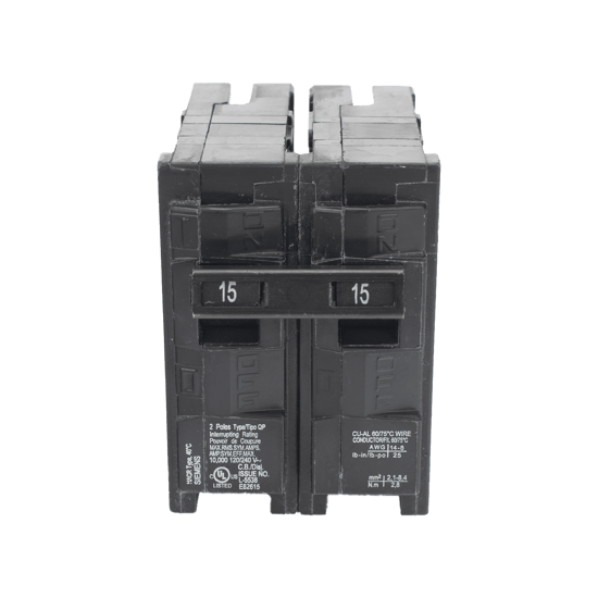 Interruptor automático enchufable tipo QP 2 polos, 15 amp