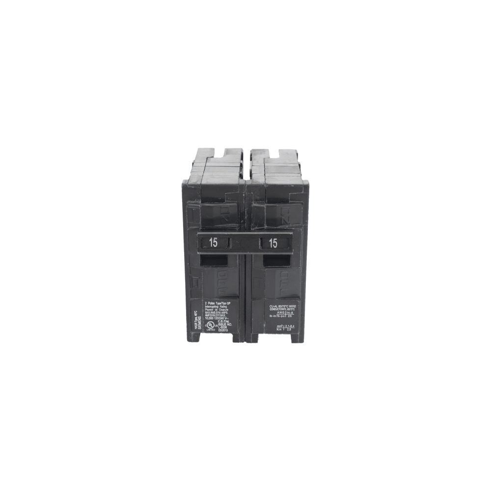 Interruptor automático enchufable tipo QP 2 polos, 15 amp