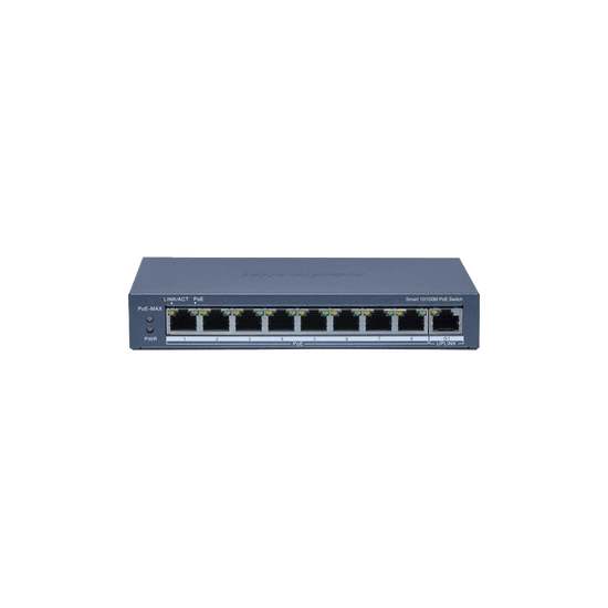 Switch PoE+ / Monitoreable / 8 Puertos 10/100 Mbps PoE+ / 1 Puerto 100