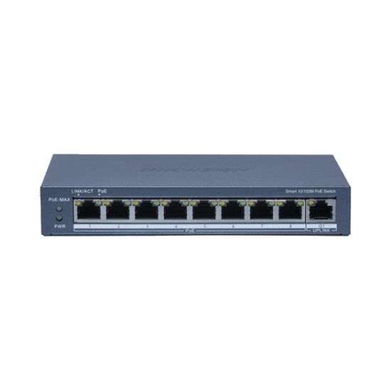 Switch PoE+ / Monitoreable / 8 Puertos 10/100 Mbps PoE+ / 1 Puerto 100