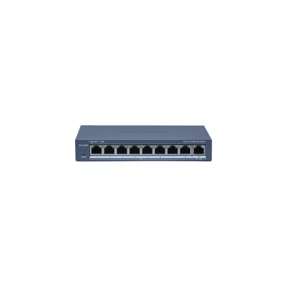 Switch PoE+ / Monitoreable / 8 Puertos 10/100 Mbps PoE+ / 1 Puerto 100