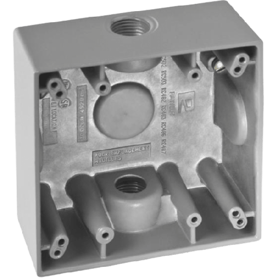 Caja Cuadra de 3/4" a Prueba de Intemperie/ Cuenta con 2 salidas / Con