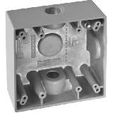 Caja Cuadra de 1/2" a Prueba de Intemperie/ Cuenta con 2 salidas.