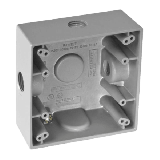 Caja Cuadra de 1/2" a Prueba de Intemperie/ Cuenta con 2 salidas.