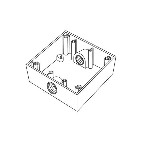 Caja Cuadra de 1/2" a Prueba de Intemperie/ Cuenta con 2 salidas.