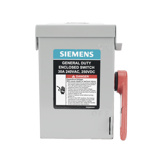 Interruptor de Seguridad GNF221A, 240Vca, 2 polos, 30 Amp, sin portafu