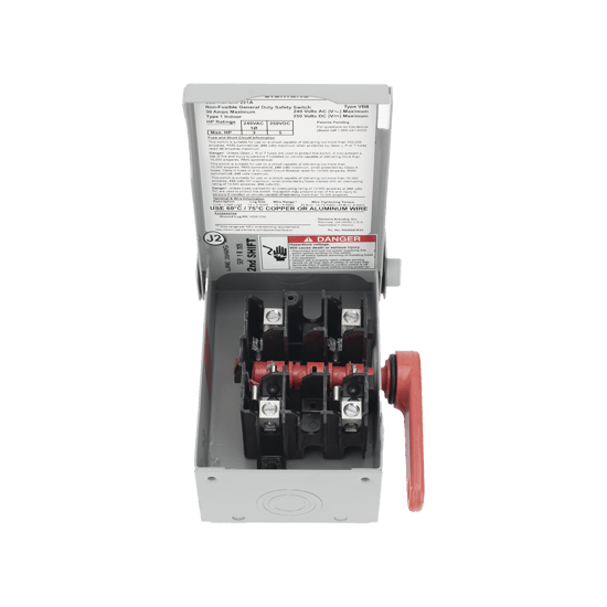 Interruptor de Seguridad GNF221A, 240Vca, 2 polos, 30 Amp, sin portafu