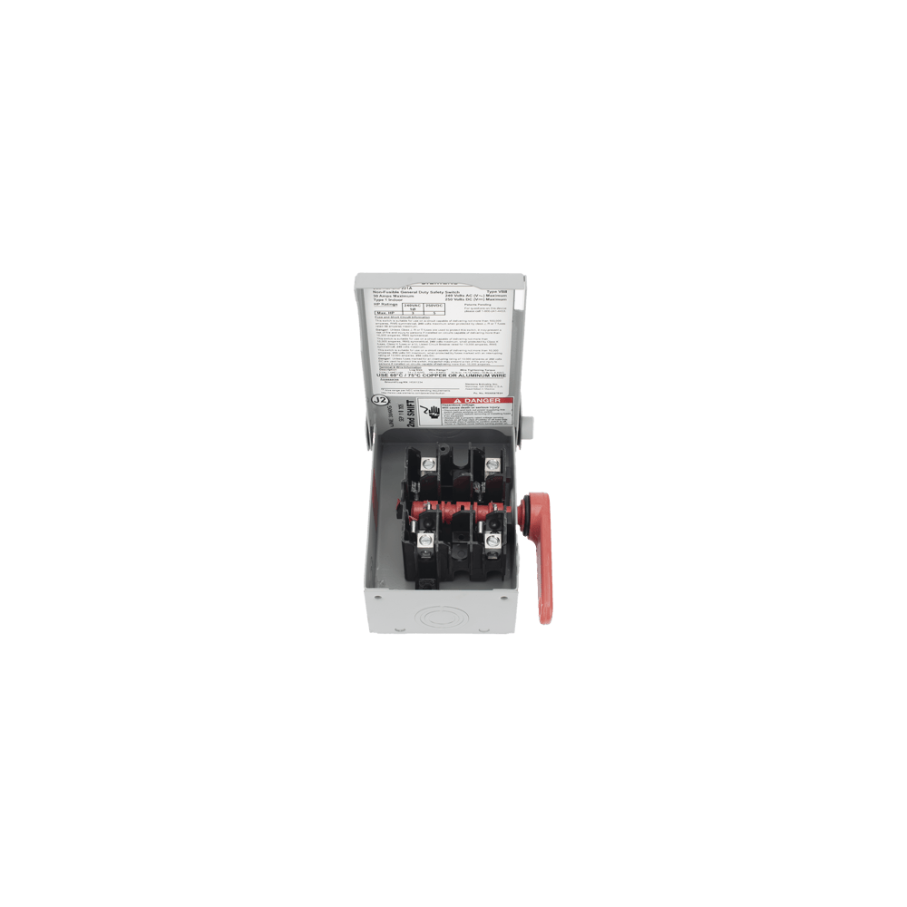 Interruptor de Seguridad GNF221A, 240Vca, 2 polos, 30 Amp, sin portafu