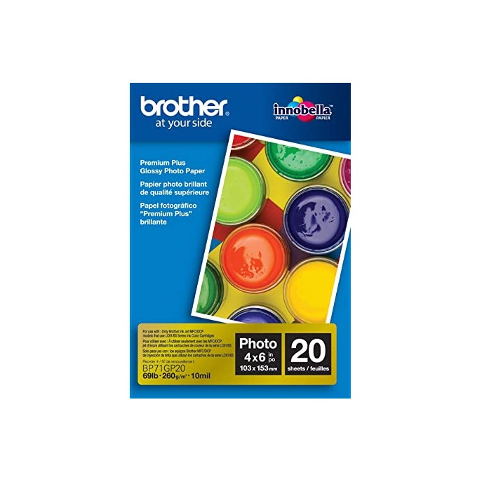 PAPEL FOTO BROTHER BP71GLGR BRILLANTE TAM TABLOIDE 11X17" PAQ 20 HOJAS
