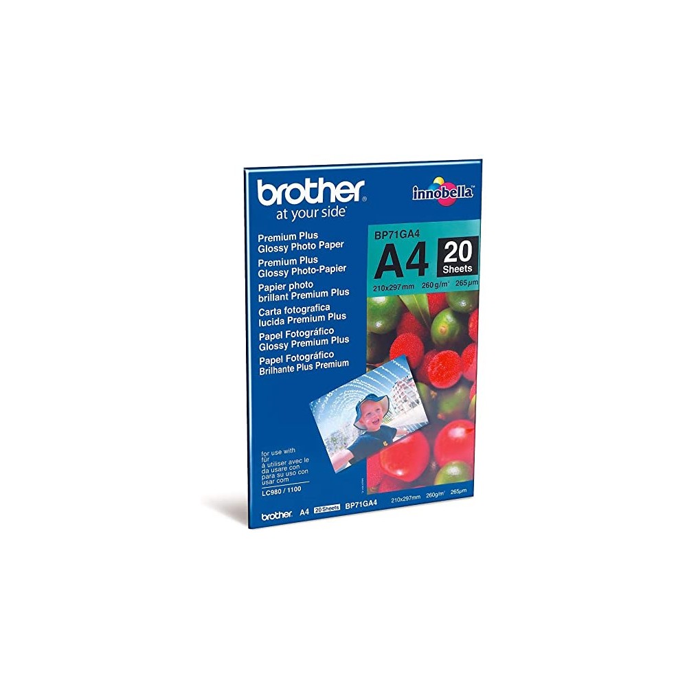 PAPEL FOTO BROTHER BP71GLGR BRILLANTE TAM TABLOIDE 11X17" PAQ 20 HOJAS