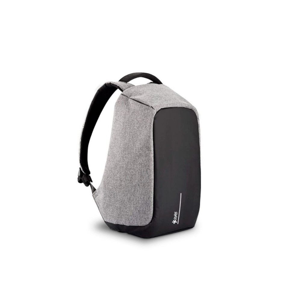 MOCHILA STYLOS ANTIRROBO PLATA/ COMPARTIMENTOS CARGADOR USB (STABAP1S