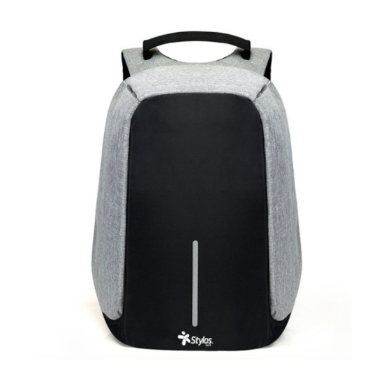 MOCHILA STYLOS ANTIRROBO PLATA/ COMPARTIMENTOS CARGADOR USB (STABAP1S