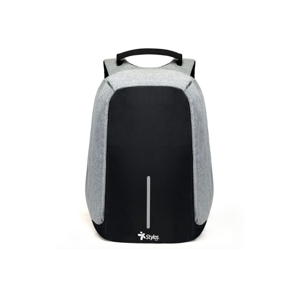 MOCHILA STYLOS ANTIRROBO PLATA/ COMPARTIMENTOS CARGADOR USB (STABAP1S