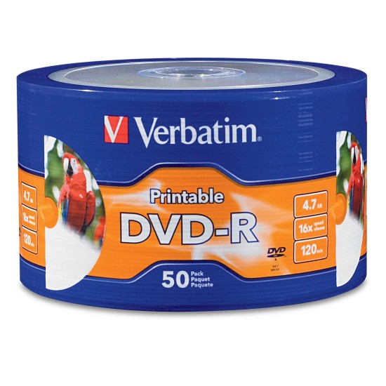 DVD-R VERBATIM 16X 4.7GB IMPRIMIBLE TORRE 50PIEZAS BLANCO VB97167