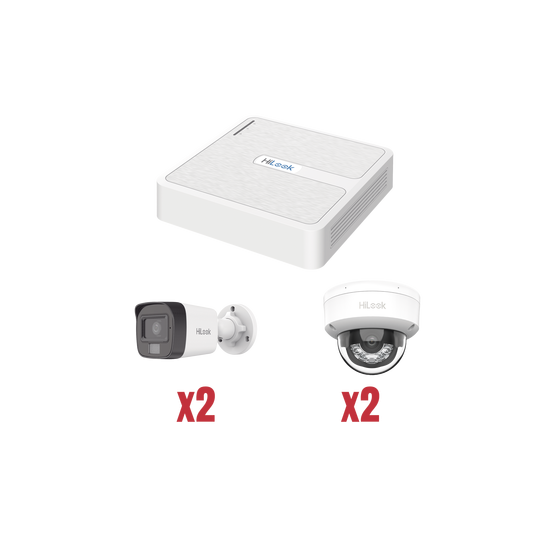 Kit IP 1080p (2 Megapixel) / NVR de 4 Canales con 4 Puertos PoE / 2 Cá