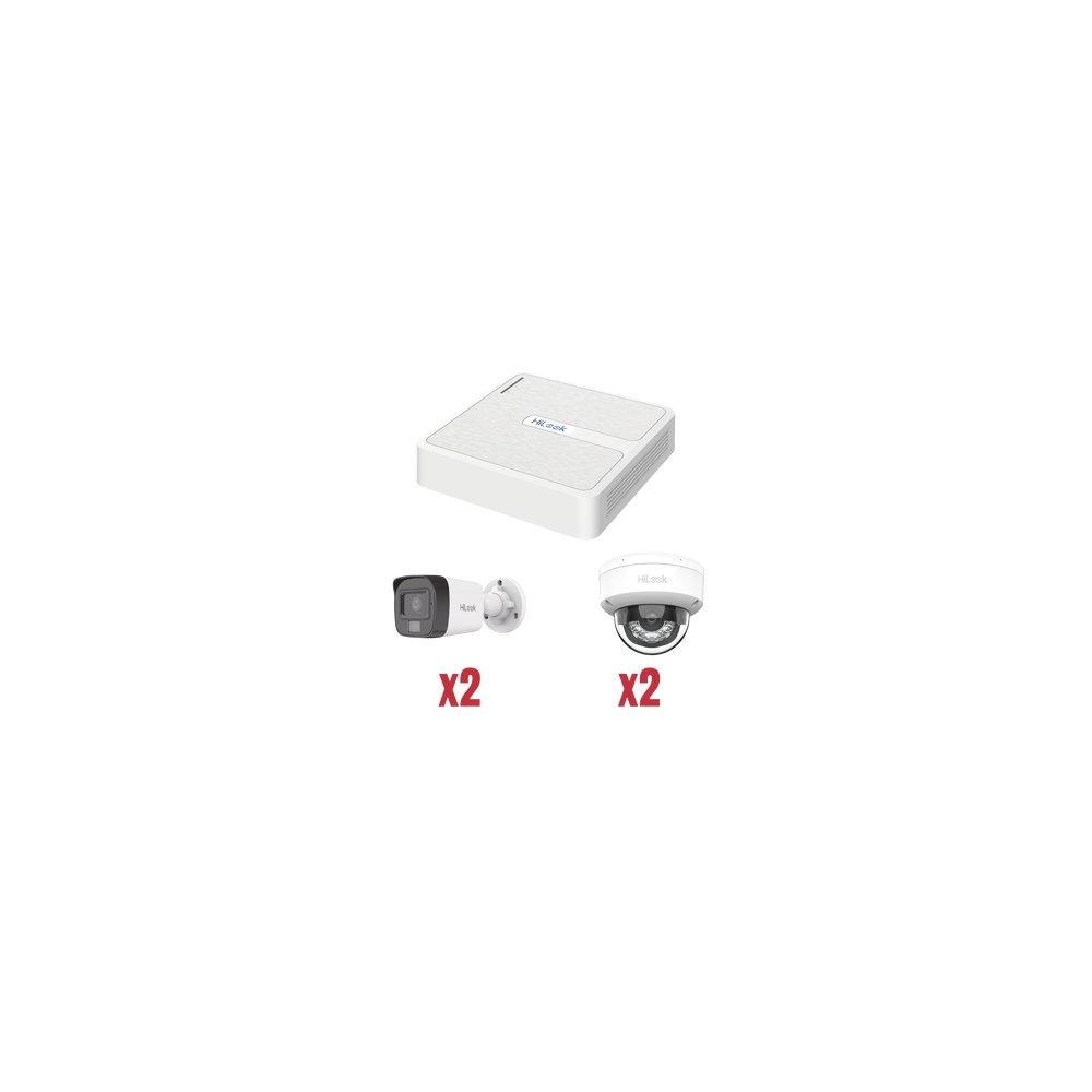 Kit IP 1080p (2 Megapixel) / NVR de 4 Canales con 4 Puertos PoE / 2 Cá