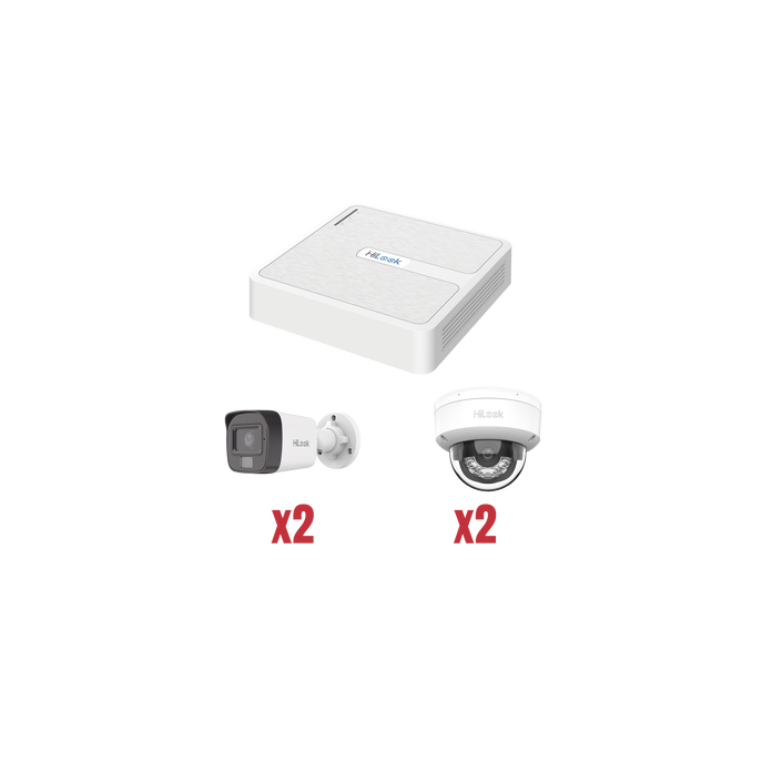 Kit IP 1080p (2 Megapixel) / NVR de 4 Canales con 4 Puertos PoE / 2 Cá