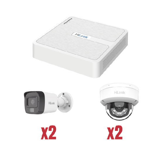 Kit IP 1080p (2 Megapixel) / NVR de 4 Canales con 4 Puertos PoE / 2 Cá