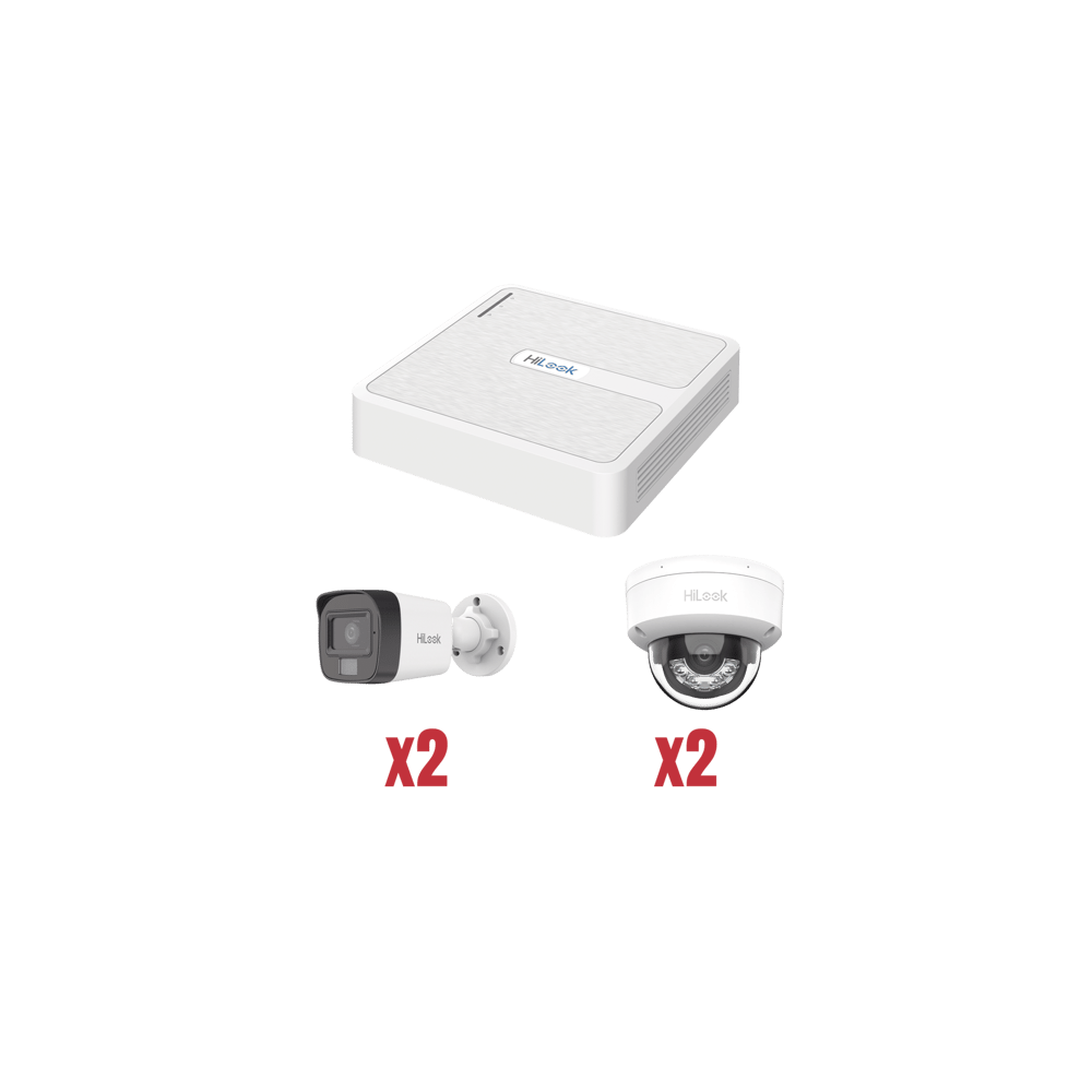 Kit IP 1080p (2 Megapixel) / NVR de 4 Canales con 4 Puertos PoE / 2 Cá