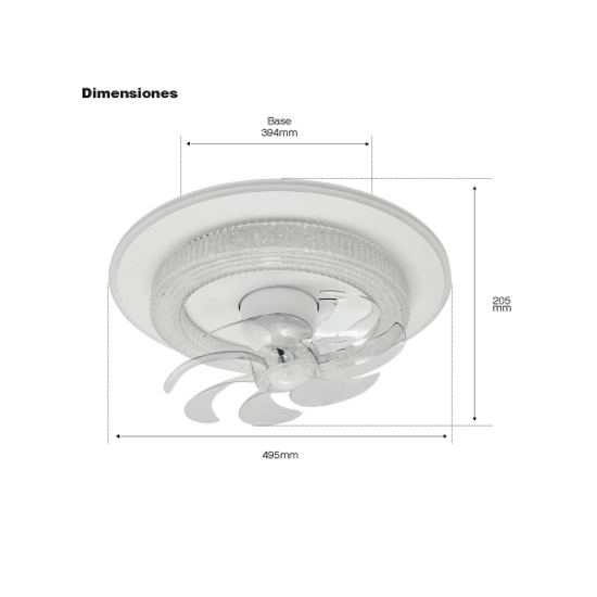 Ventilador de Techo con Luminario LED de 110 V CA 50/60 Hz / 88 W /450