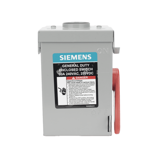 Interruptor de Seguridad GNF221RA, 240Vca, 2 polos, 30 Amp, sin portaf