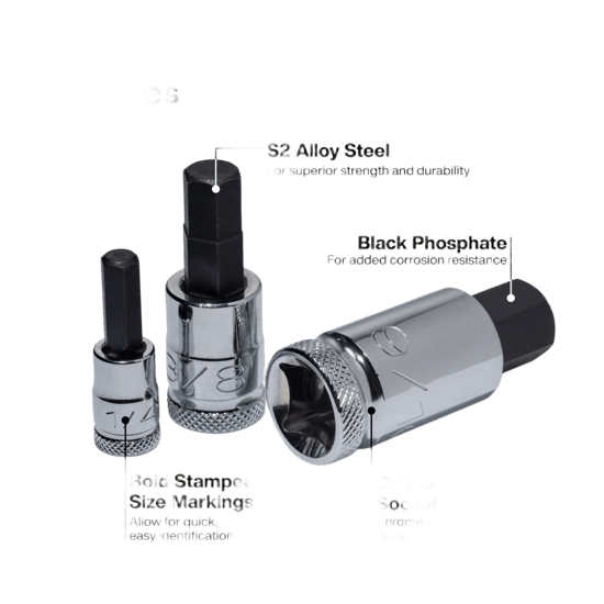 Juego de Dados Moleteados / SAE-Métrico-Hex-Torx® / 13 Piezas por Set