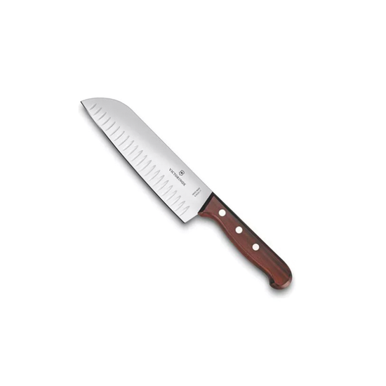 Cuchillo Santoku Wood de 17 cm, Filo con Alvéolos Estilo Japonés.