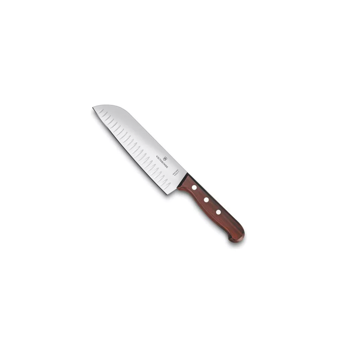 Cuchillo Santoku Wood de 17 cm, Filo con Alvéolos Estilo Japonés.
