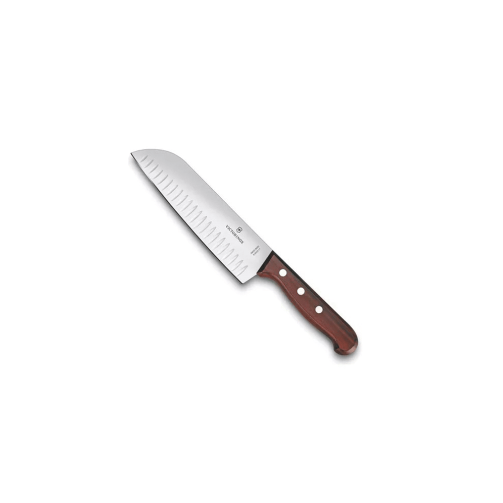 Cuchillo Santoku Wood de 17 cm, Filo con Alvéolos Estilo Japonés.