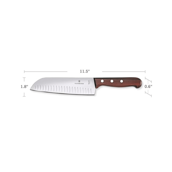 Cuchillo Santoku Wood de 17 cm, Filo con Alvéolos Estilo Japonés.