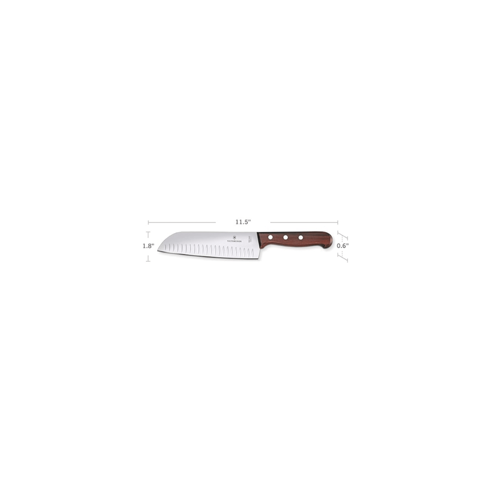 Cuchillo Santoku Wood de 17 cm, Filo con Alvéolos Estilo Japonés.