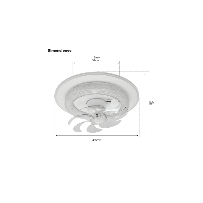 Ventilador de Techo con Luminario LED de 110 V CA 50/60 Hz / 88 W / 3
