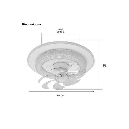 Ventilador de Techo con Luminario LED de 110 V CA 50/60 Hz / 88 W / 3