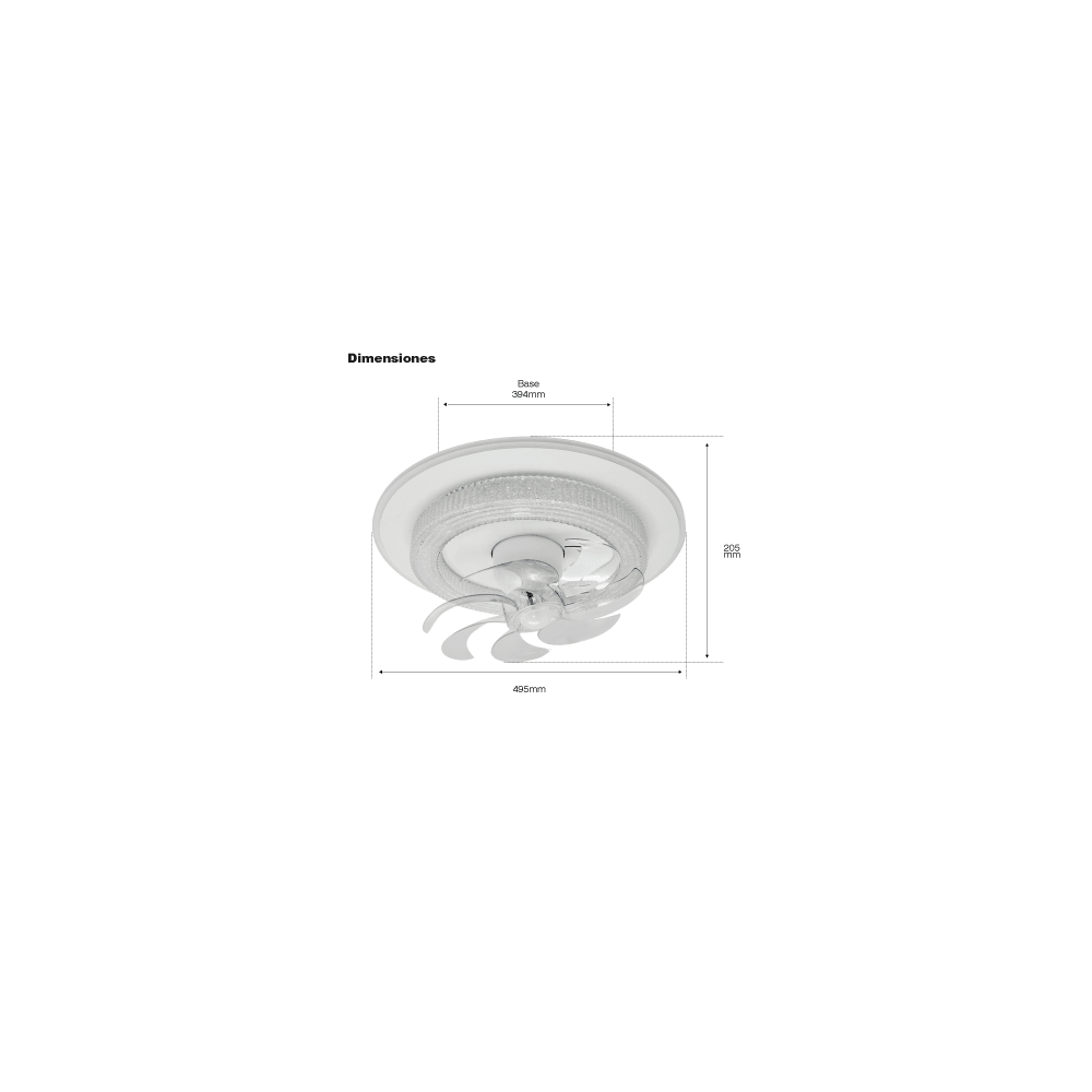 Ventilador de Techo con Luminario LED de 110 V CA 50/60 Hz / 88 W / 3