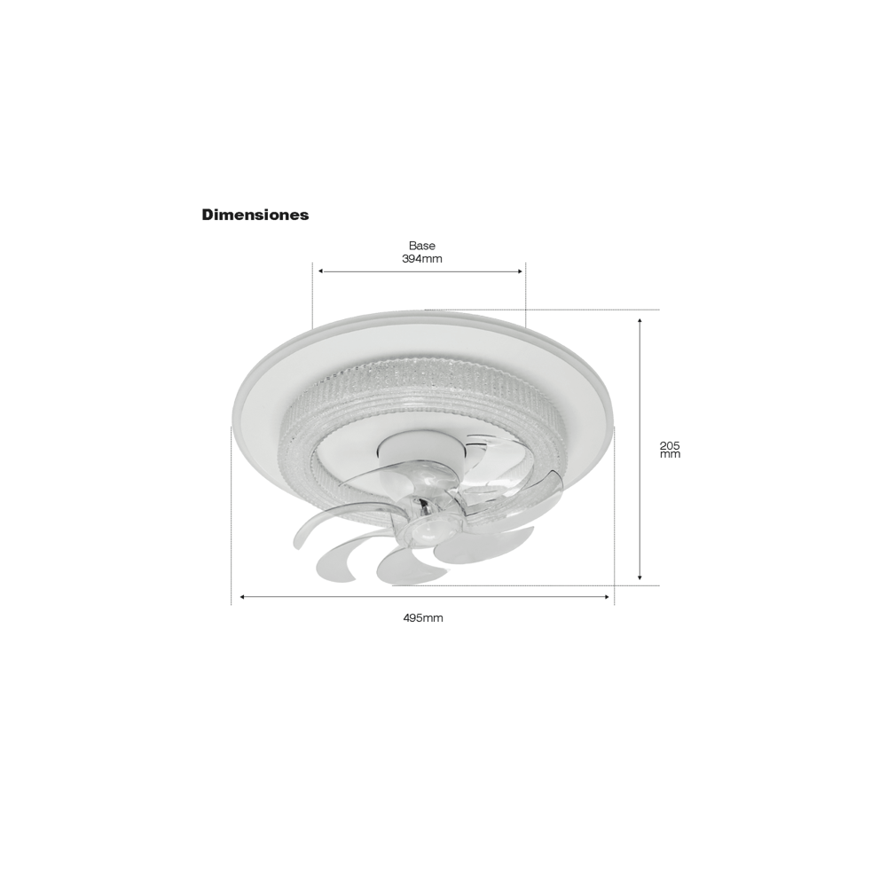 Ventilador de Techo con Luminario LED de 110 V CA 50/60 Hz / 88 W / 3
