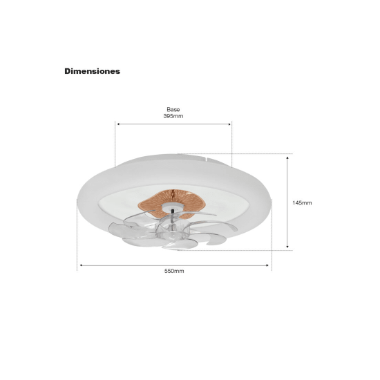 Ventilador de Techo con Luminario LED de 110 V CA 50/60 Hz / 88 W / 3