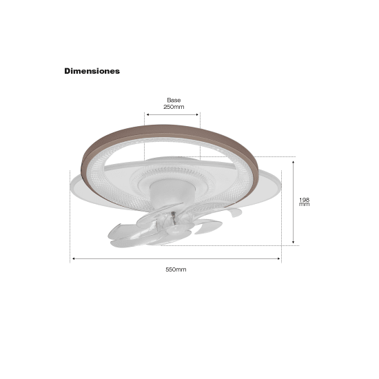 Ventilador de Techo con Luminario LED de 110 V CA 50/60 Hz / 88 W / 3